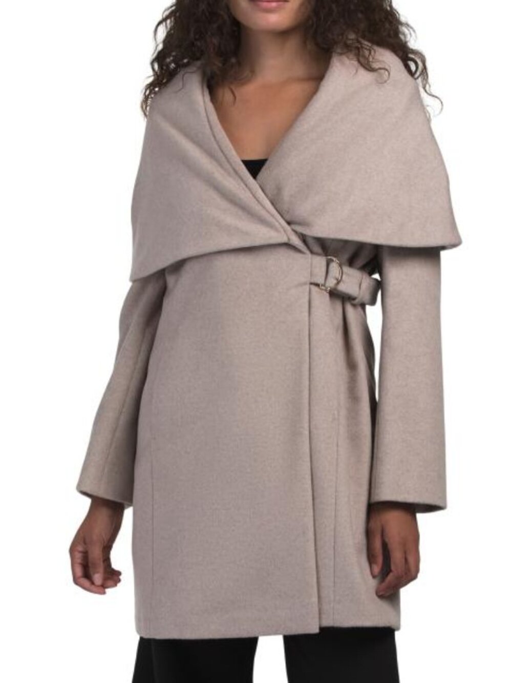 VIA SPIGA Wool Blend Hooded Belted Coat